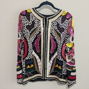 Colorful Sequin Embellished Women's Top